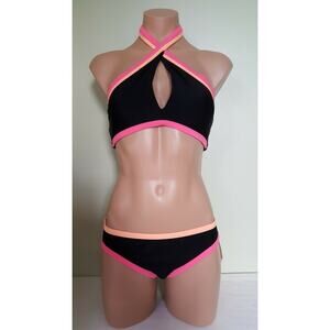 Bikini Nation black high neck bikini set size M